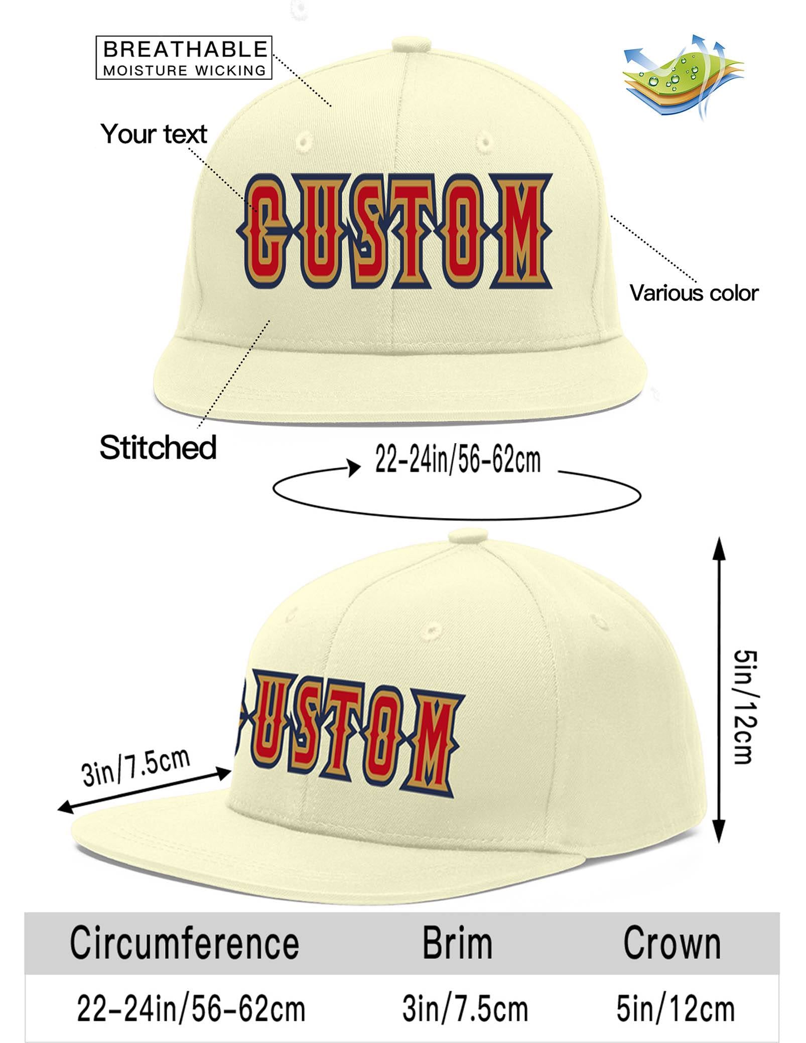 Custom Cream Red-Old Gold Flat Eaves Sport Baseball Cap