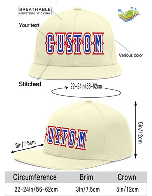 Custom Cream Royal-White Flat Eaves Sport Baseball Cap