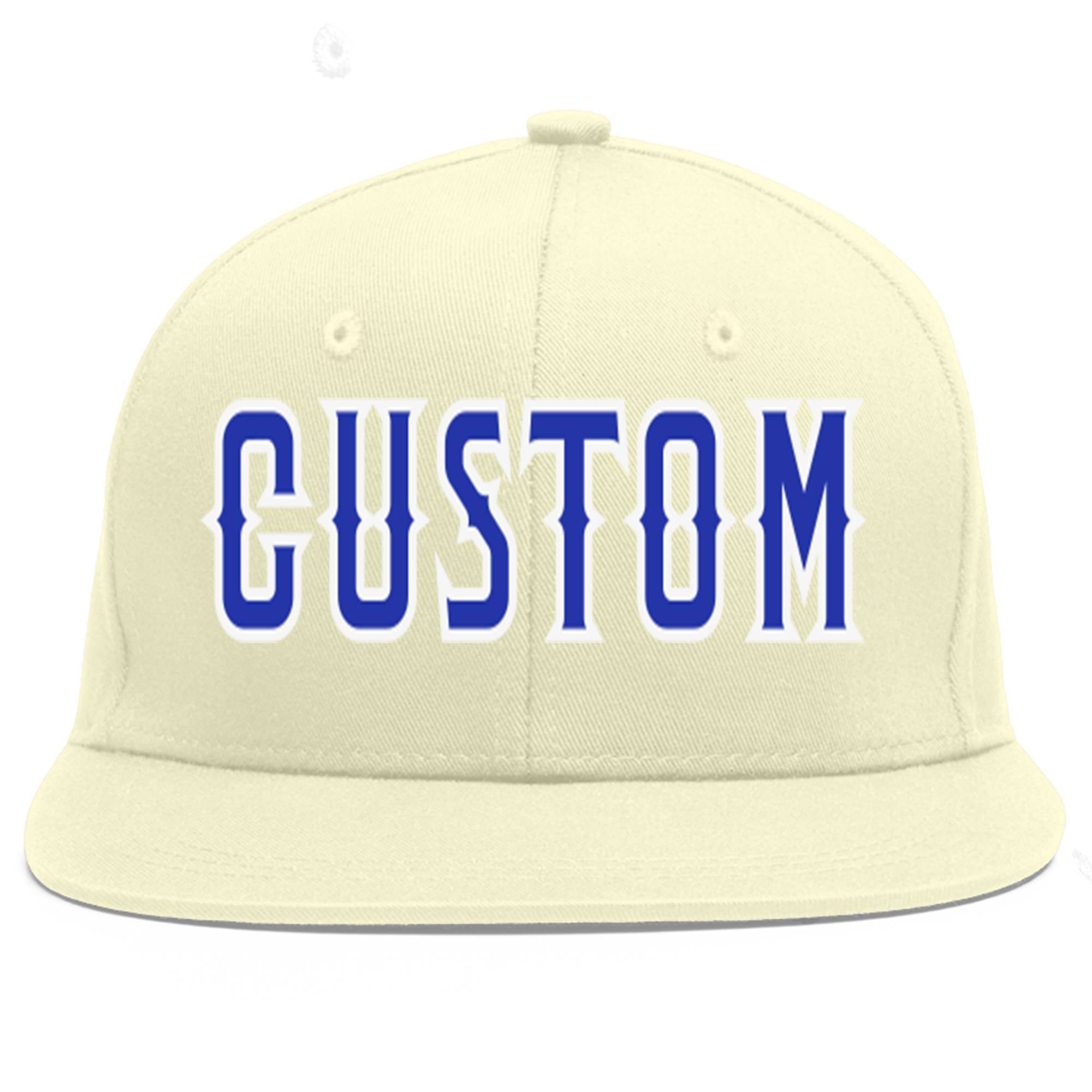 Casquette de baseball sport personnalisée crème Royal-White Flat Eaves