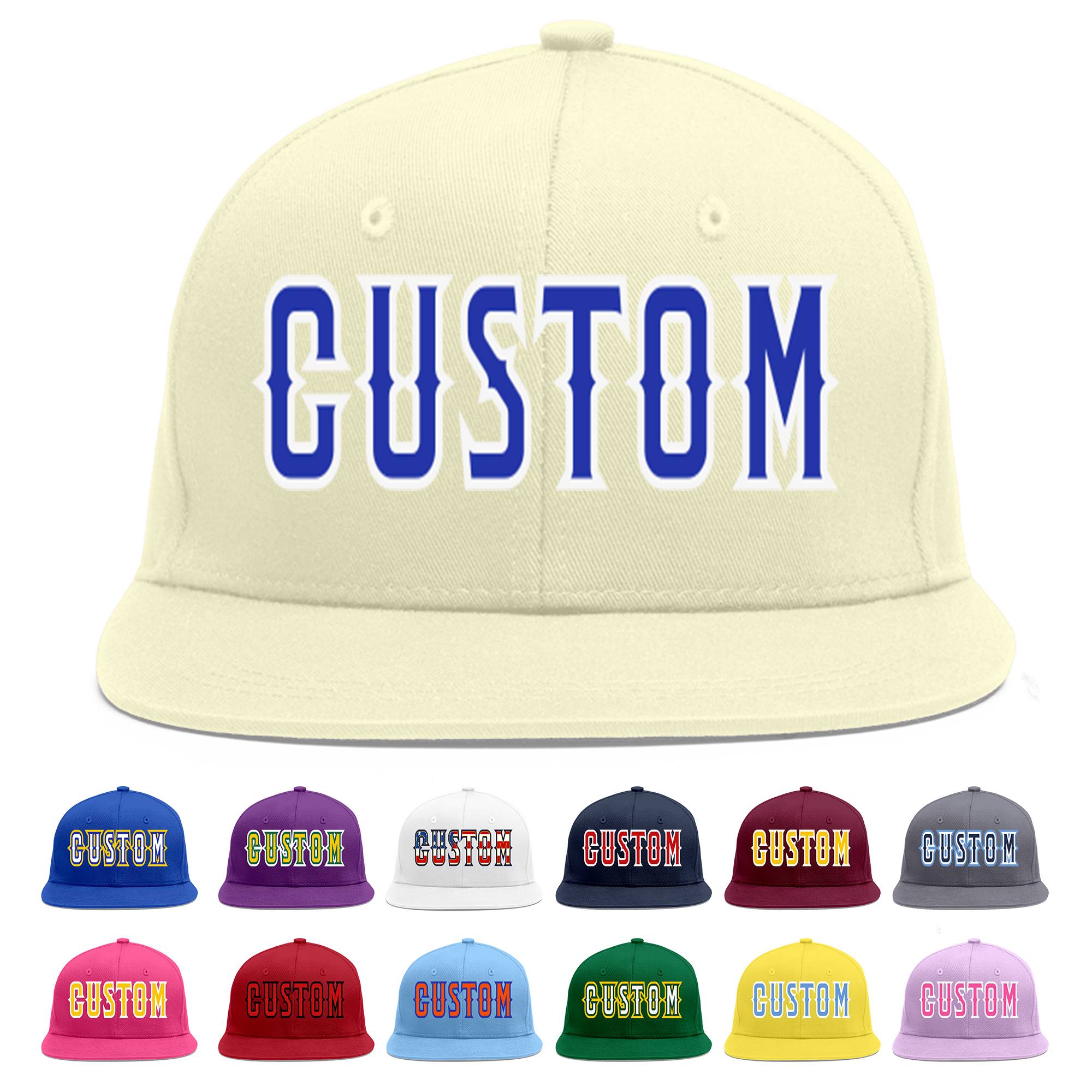 Casquette de baseball sport personnalisée crème Royal-White Flat Eaves