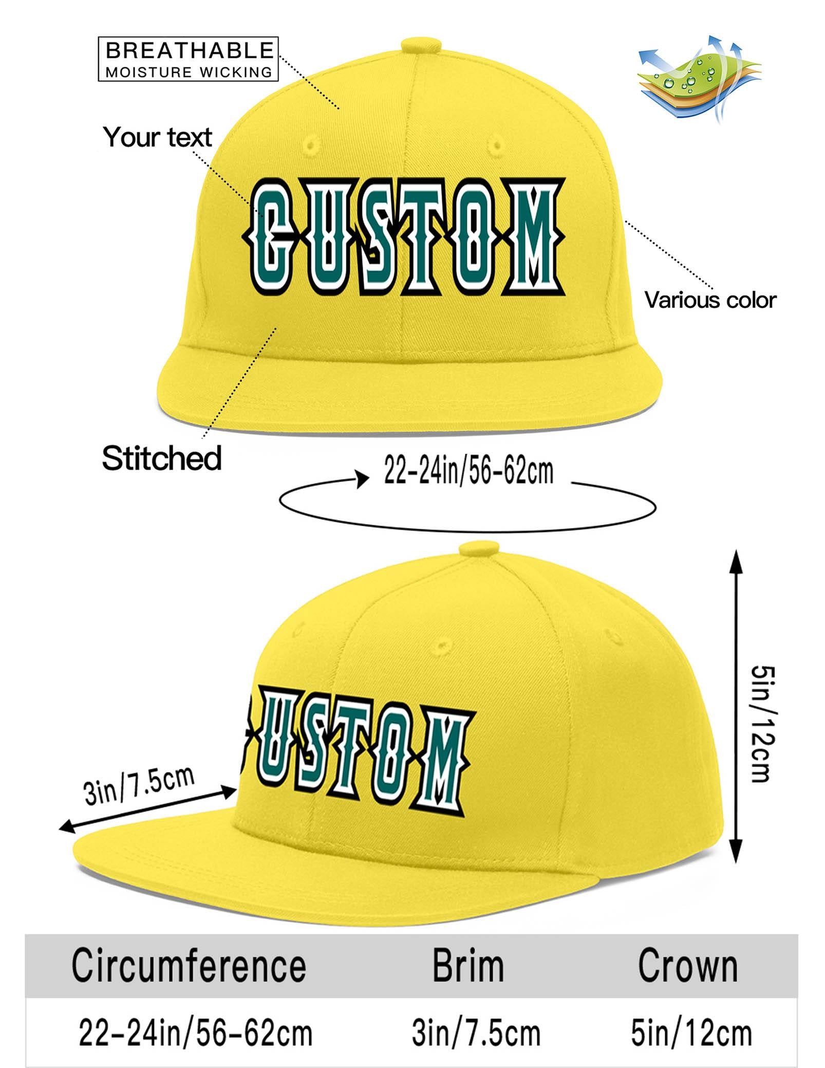 Custom Light Gold Aqua-White Flat Eaves Sport Baseball Cap