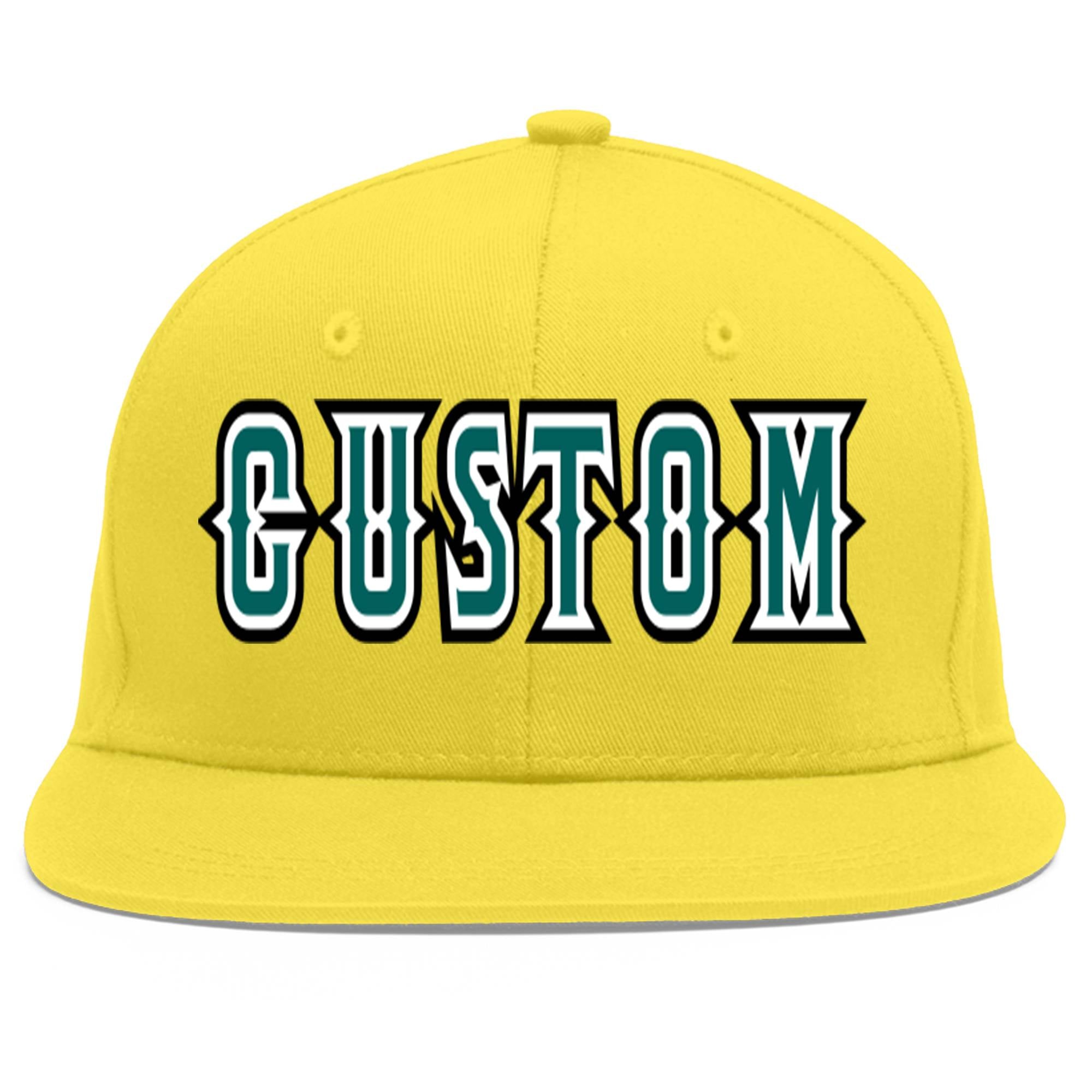 Custom Light Gold Aqua-White Flat Eaves Sport Baseball Cap