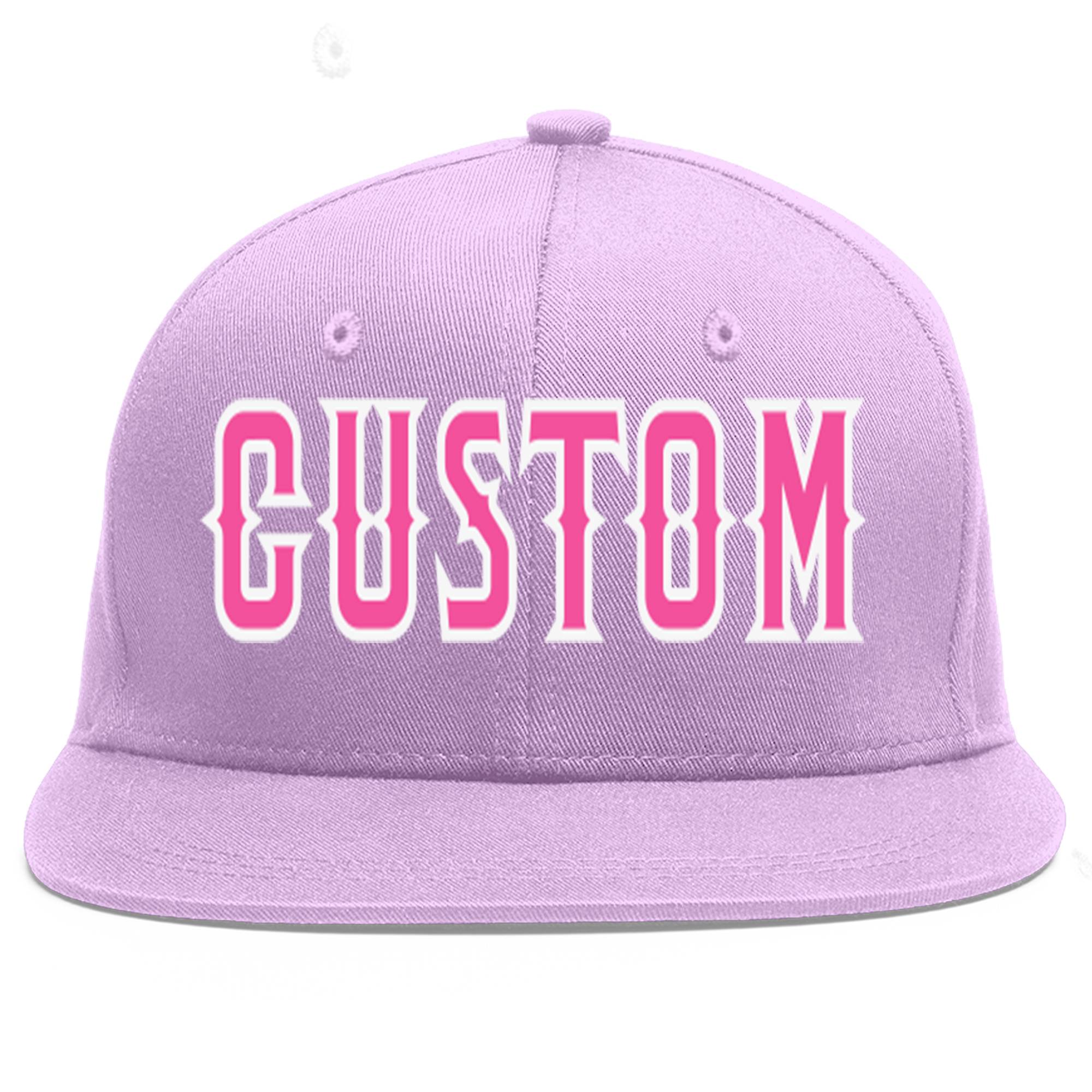 Casquette de baseball de sport personnalisée, violet clair, rose et blanc, avec avant-toit plat