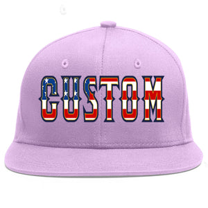 Custom Light Purple Vintage USA Flag-Gold Flat Eaves Sport Baseball Cap