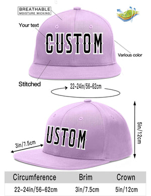 Custom Light Purple Black-White Flat Eaves Sport Baseball Cap