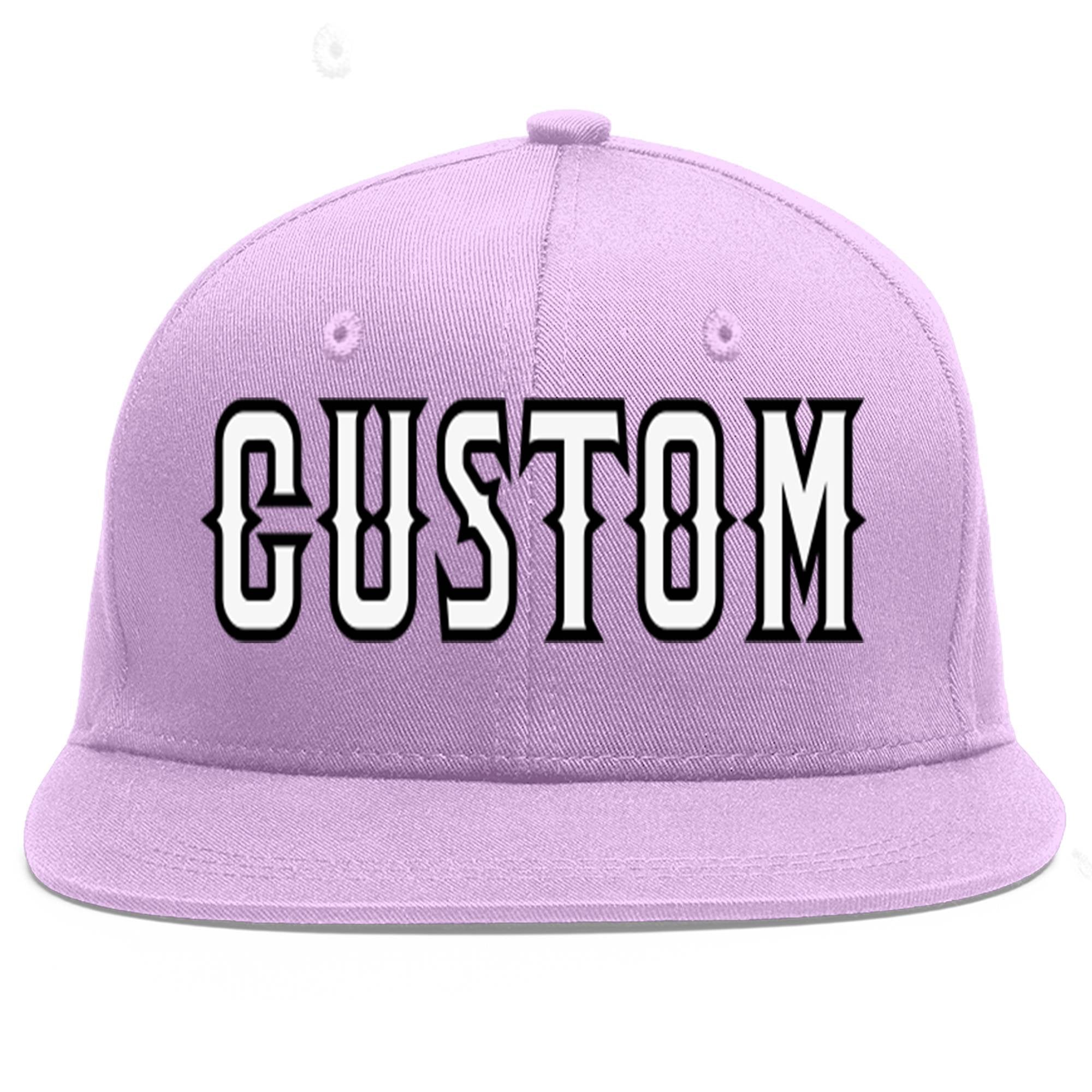 Casquette de baseball sport personnalisée violet clair blanc-noir Flat Eaves