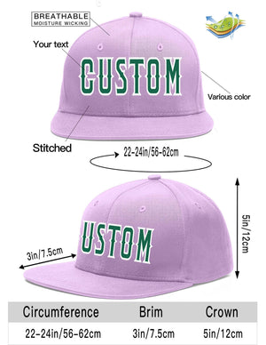 Custom Light Purple Kelly Green-White Flat Eaves Sport Baseball Cap