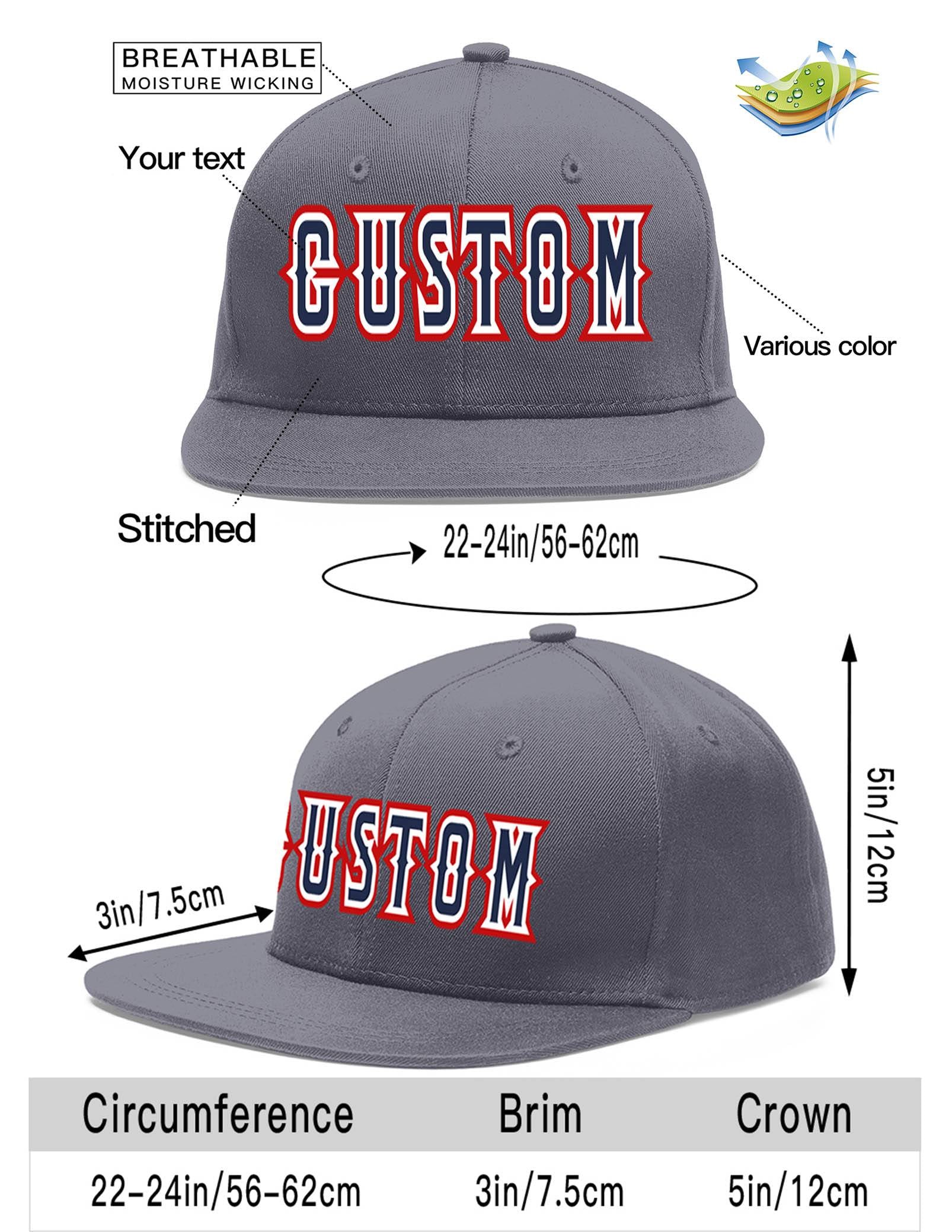 Custom Dark Gray Navy-White Flat Eaves Sport Baseball Cap