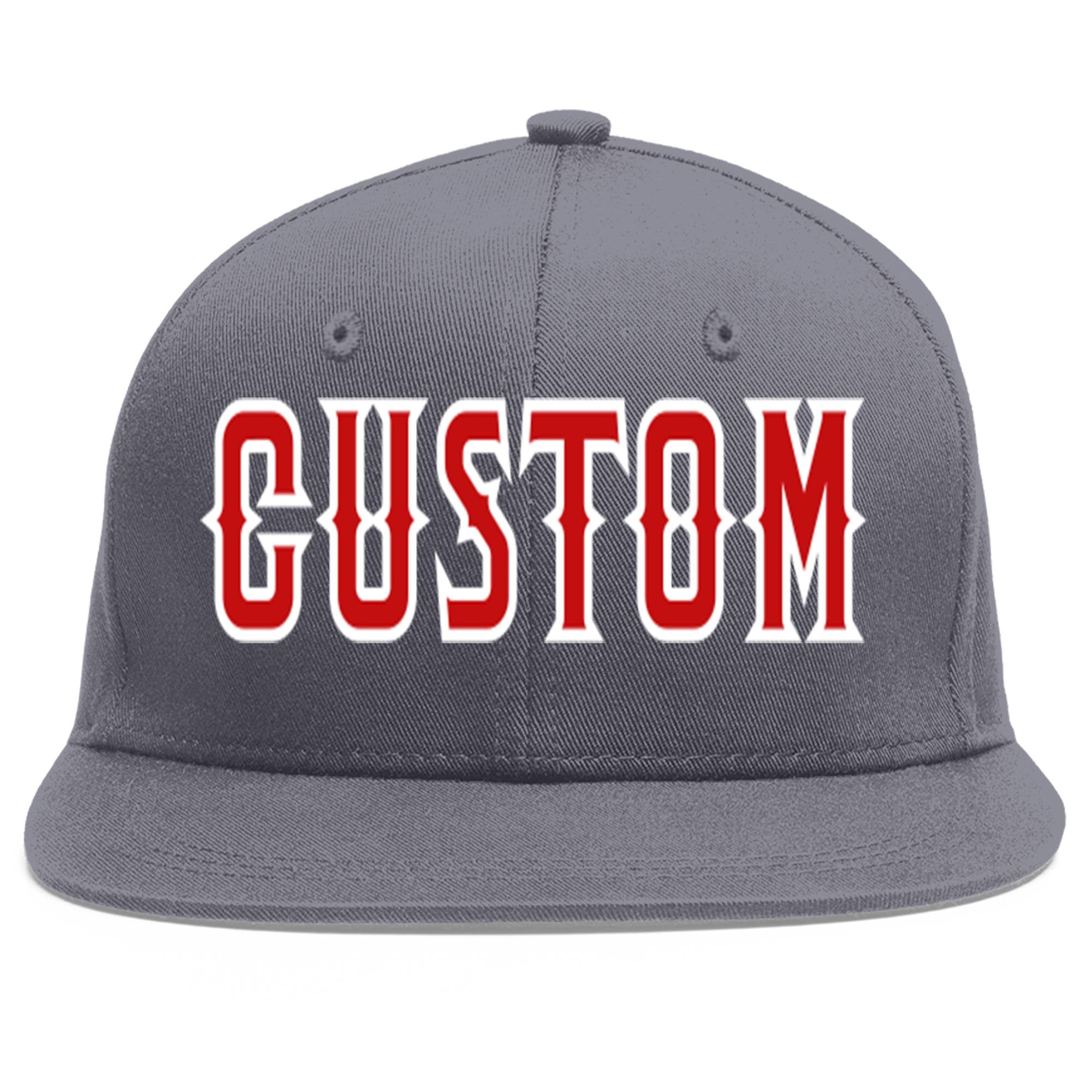 Casquette de baseball sport personnalisée gris foncé rouge-blanc