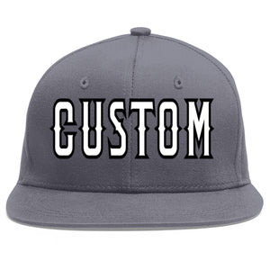 Casquette de baseball sport personnalisée gris foncé blanc-noir Flat Eaves