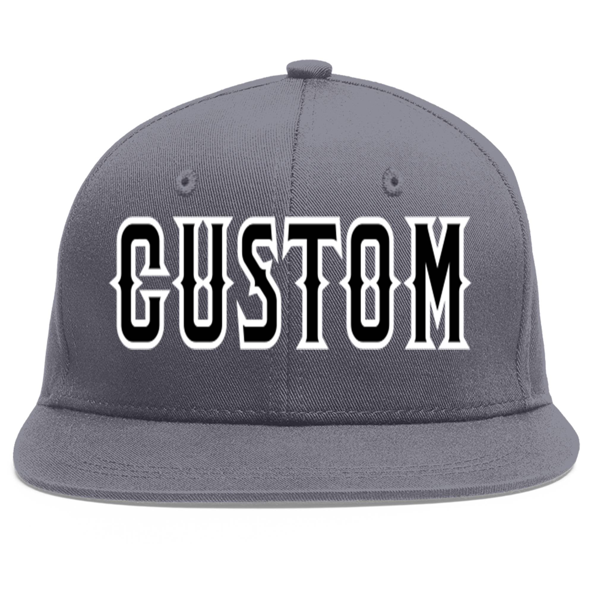 Casquette de baseball sport personnalisée gris foncé noir-blanc