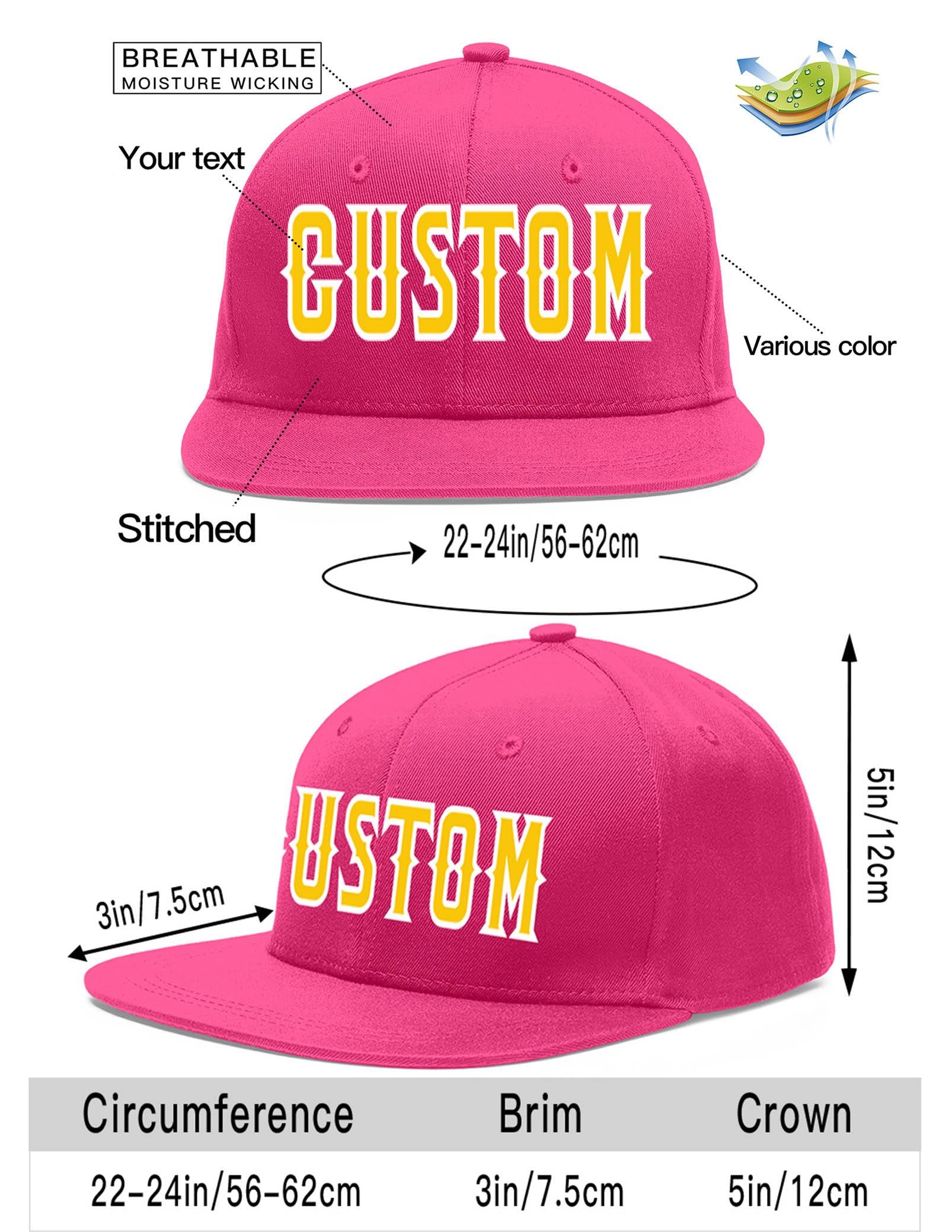 Custom Rose Red Gold-White Flat Eaves Sport Baseball Cap