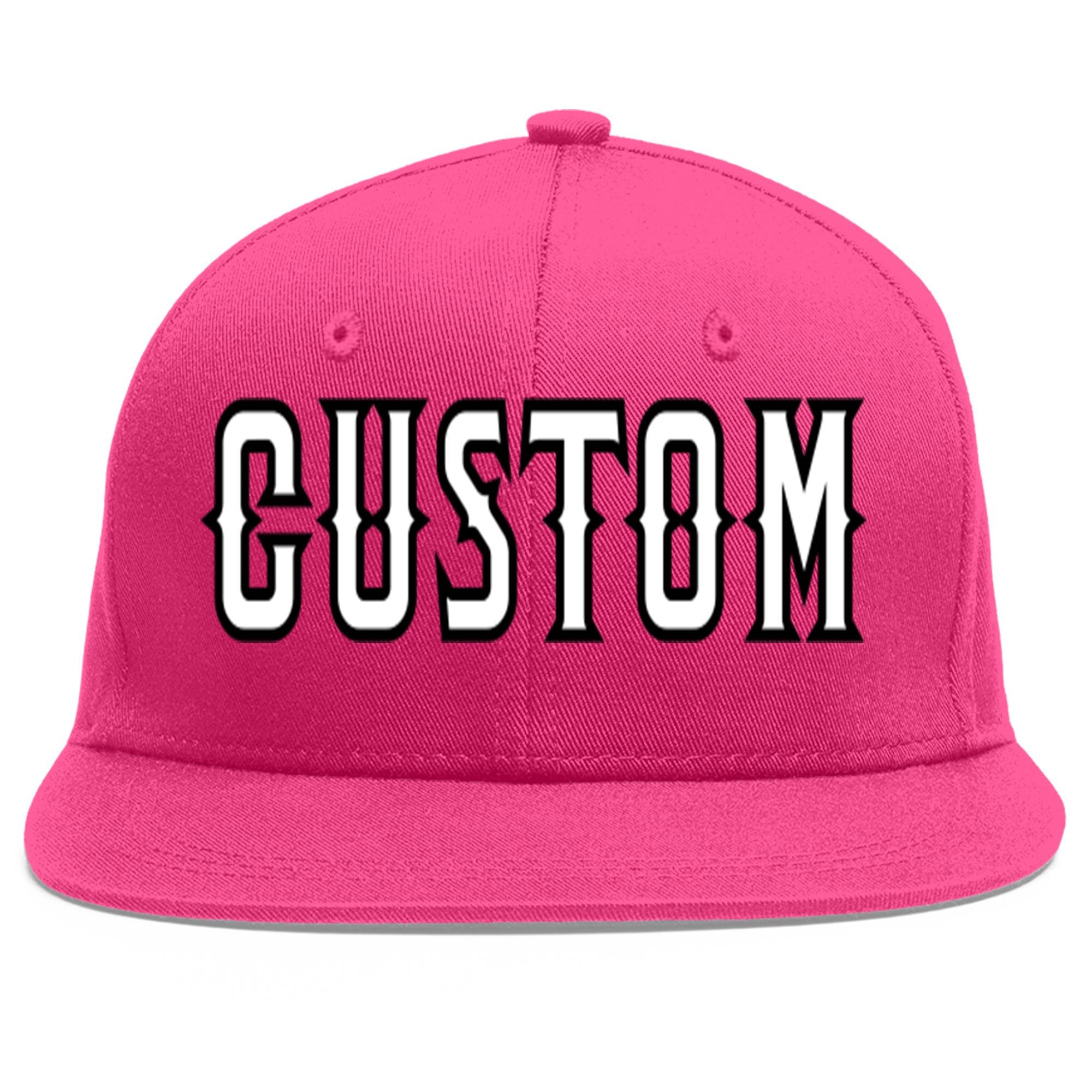 Custom Rose Red White-Black Flat Eaves Sport Baseball Cap