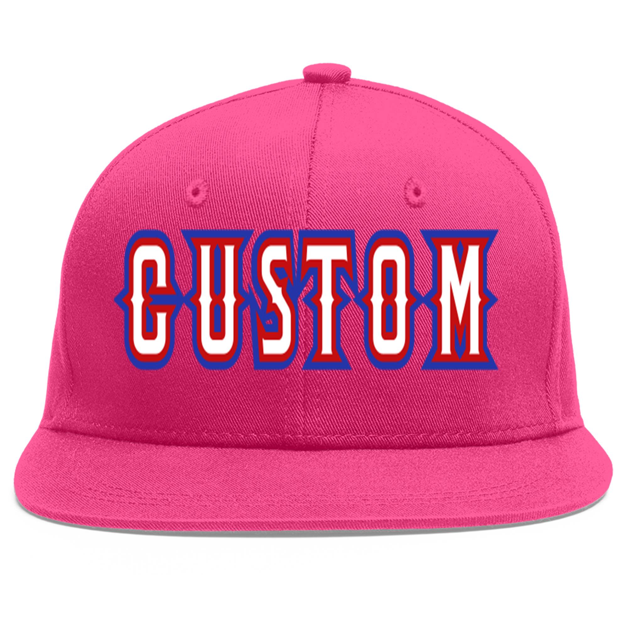 Custom Rose Red White-Red Flat Eaves Sport Baseball Cap