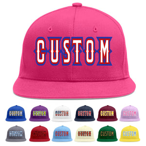 Custom Rose Red White-Red Flat Eaves Sport Baseball Cap