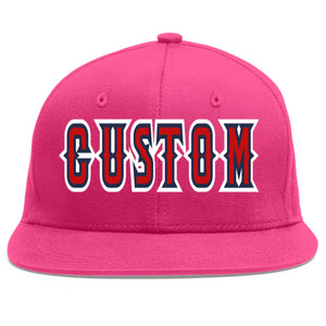 Casquette de baseball sport personnalisée Rose rouge rouge-marine Flat Eaves