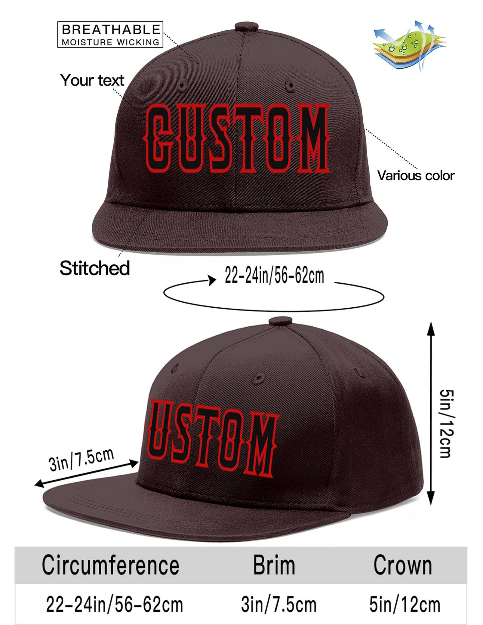 Custom Brown Black-Red Flat Eaves Sport Baseball Cap