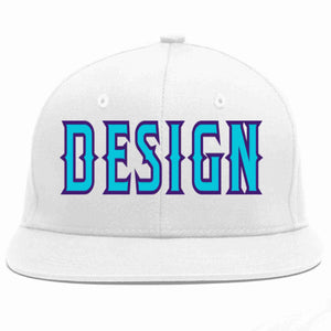 Conception personnalisée de casquette de baseball de sport à avant-toit plat bleu clair-violet blanc pour hommes/femmes/jeunes