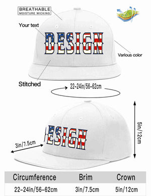 Custom White Vintage USA Flag-Gold Flat Eaves Sport Baseball Cap Design for Men/Women/Youth