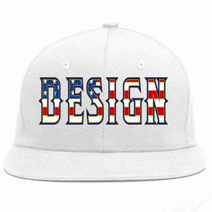 Custom White Vintage USA Flag-Gold Flat Eaves Sport Baseball Cap Design for Men/Women/Youth