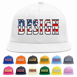 Custom White Vintage USA Flag-Gold Flat Eaves Sport Baseball Cap Design for Men/Women/Youth