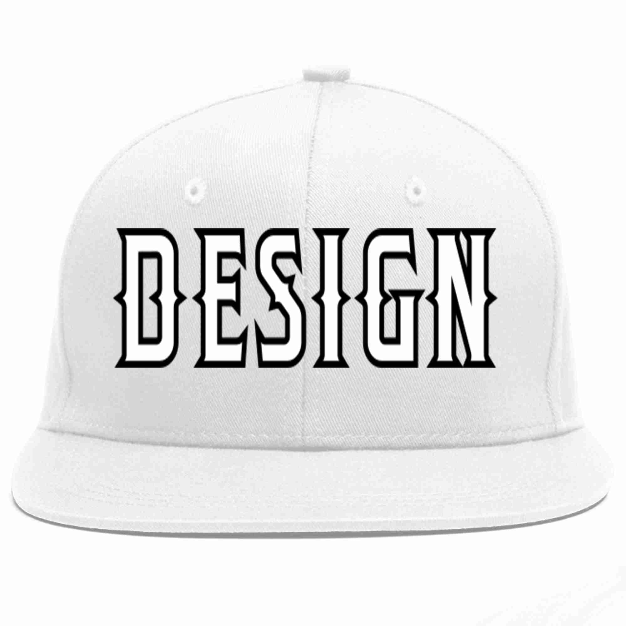 Custom White White-Black Flat Eaves Sport Baseball Cap Design for Men/Women/Youth