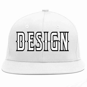 Custom White White-Black Flat Eaves Sport Baseball Cap Design for Men/Women/Youth