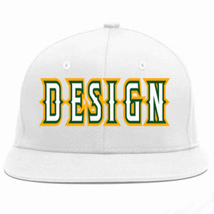 Conception personnalisée de casquette de baseball de sport à avant-toit plat blanc-vert Kelly pour hommes/femmes/jeunes