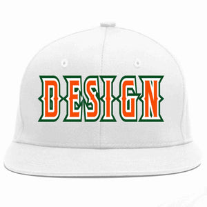 Conception personnalisée de casquette de baseball de sport à avant-toit plat blanc orange-blanc pour hommes/femmes/jeunes