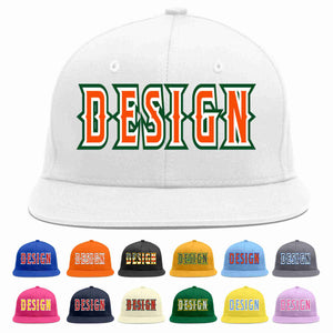 Conception personnalisée de casquette de baseball de sport à avant-toit plat blanc orange-blanc pour hommes/femmes/jeunes