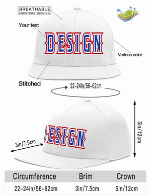 Custom White Royal-White Flat Eaves Sport Baseball Cap Design for Men/Women/Youth