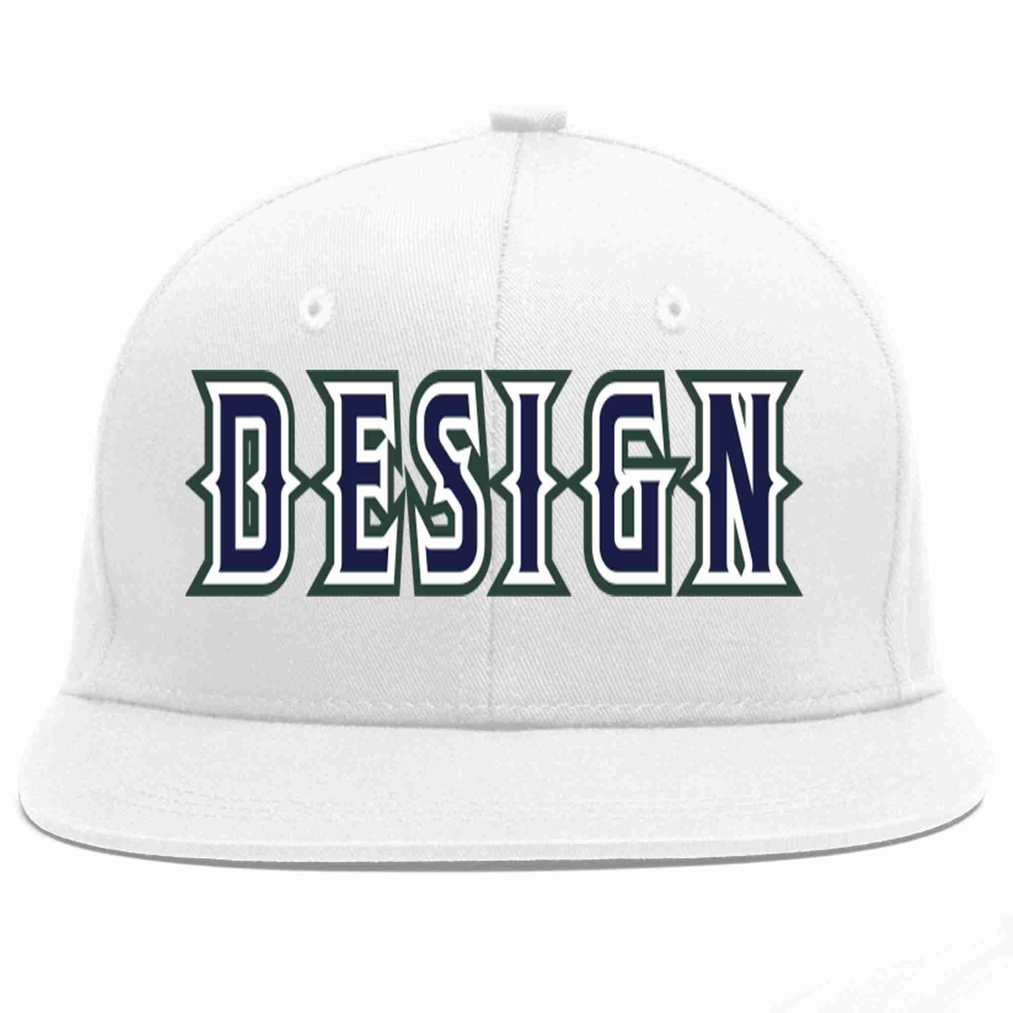 Conception personnalisée de casquette de baseball de sport à avant-toit plat blanc marine-blanc pour hommes/femmes/jeunes