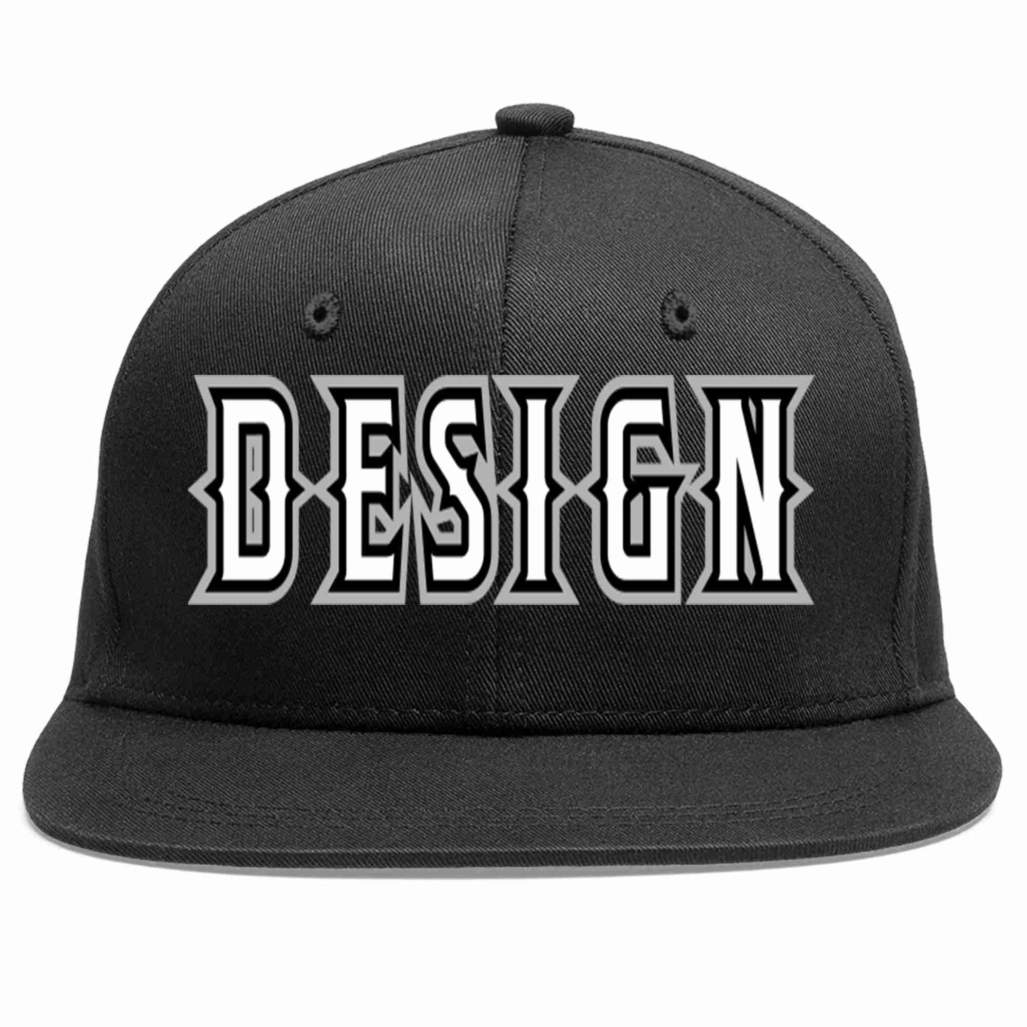 Conception personnalisée de casquette de baseball de sport à avant-toit plat noir blanc-noir pour hommes/femmes/jeunes