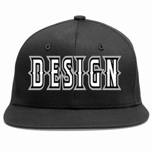 Custom Black White-Black Flat Eaves Sport Baseball Cap Design for Men/Women/Youth