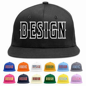 Custom Black Black-White Flat Eaves Sport Baseball Cap Design for Men/Women/Youth