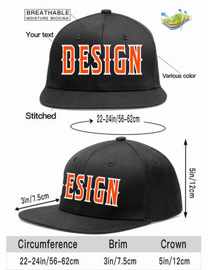 Conception personnalisée de casquette de baseball de sport à avant-toit plat noir orange-blanc pour hommes/femmes/jeunes