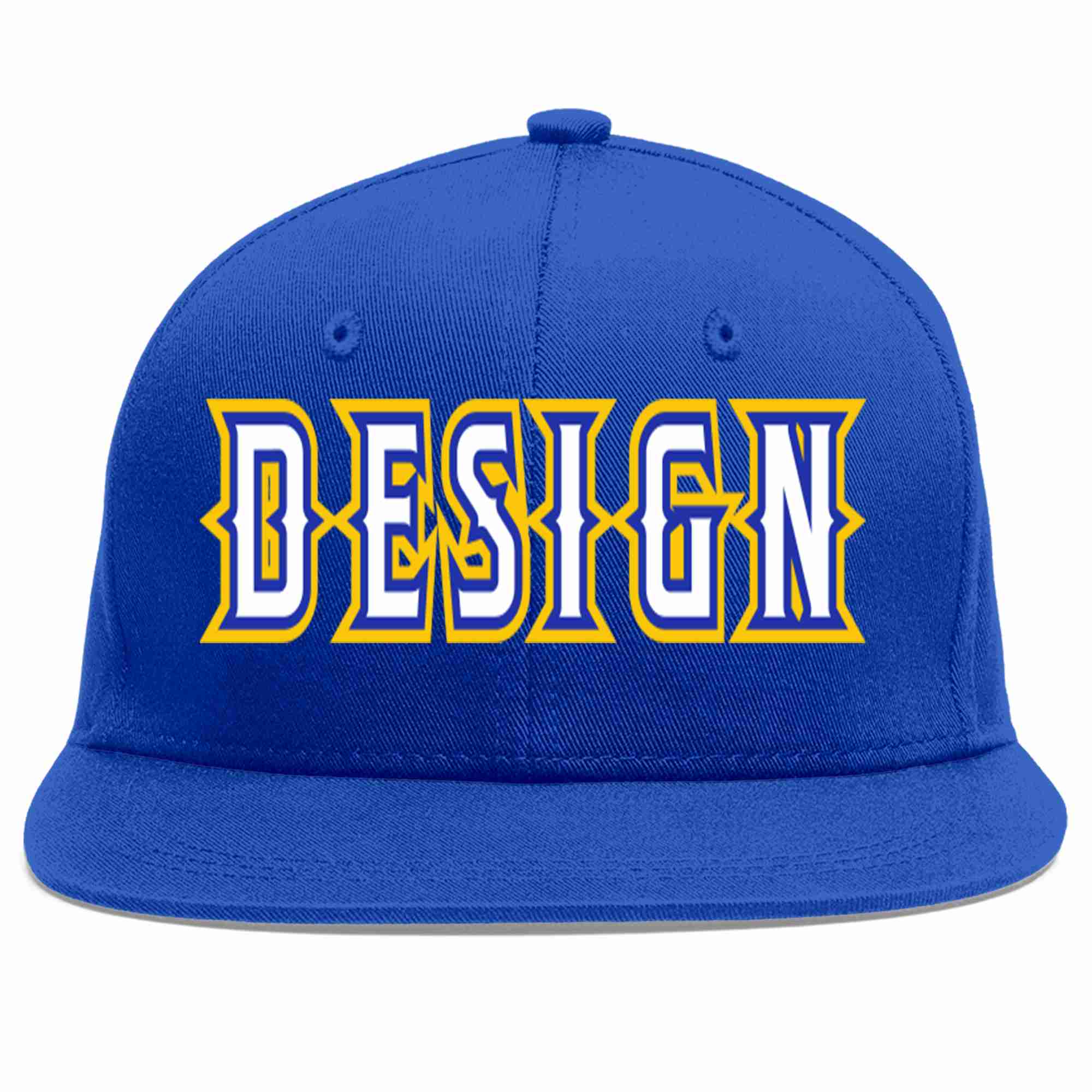 Custom Royal White-Royal Flat Eaves Sport Baseball Cap Design for Men/Women/Youth