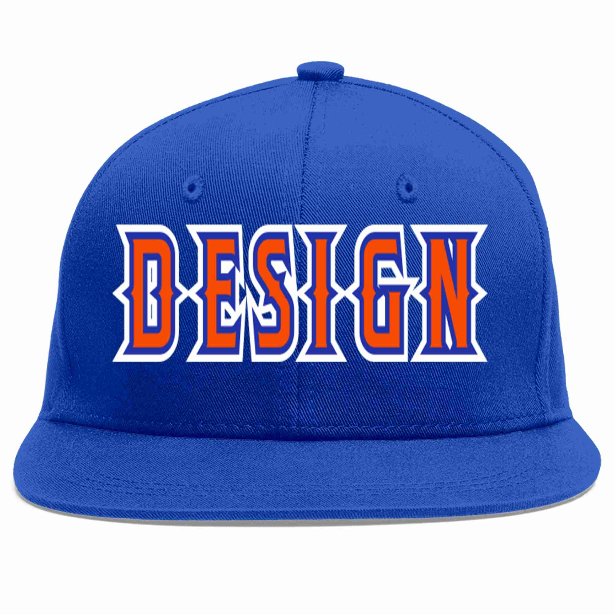 Custom Royal Orange-Royal Flat Eaves Sport Baseball Cap Design for Men/Women/Youth