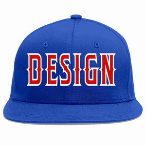 Custom Royal Red-White Flat Eaves Sport Baseball Cap Design for Men/Women/Youth