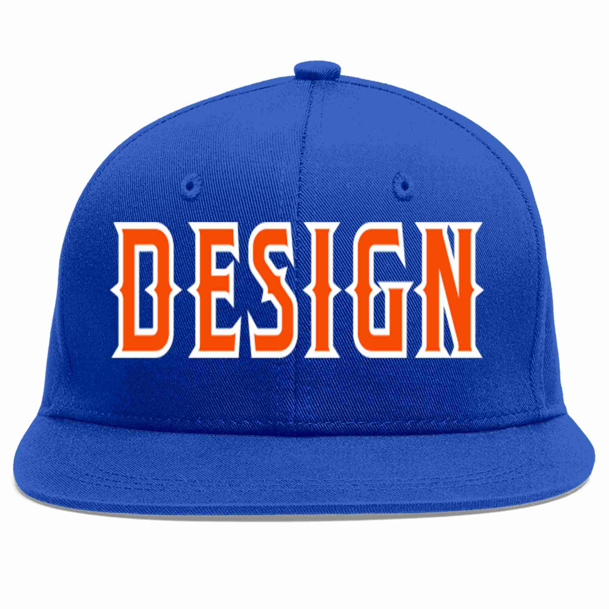 Custom Royal Orange-White Flat Eaves Sport Baseball Cap Design for Men/Women/Youth