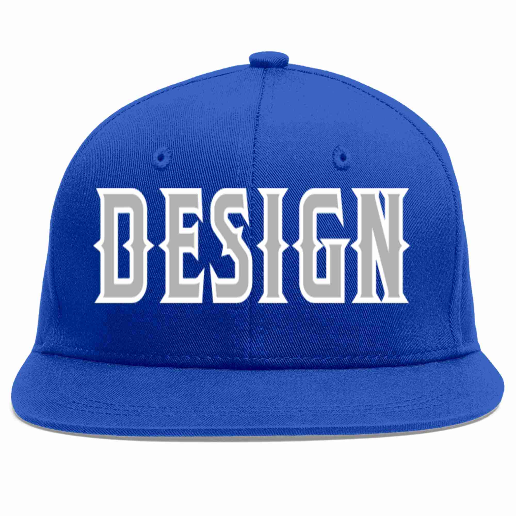 Custom Royal Gray-White Flat Eaves Sport Baseball Cap Design for Men/Women/Youth