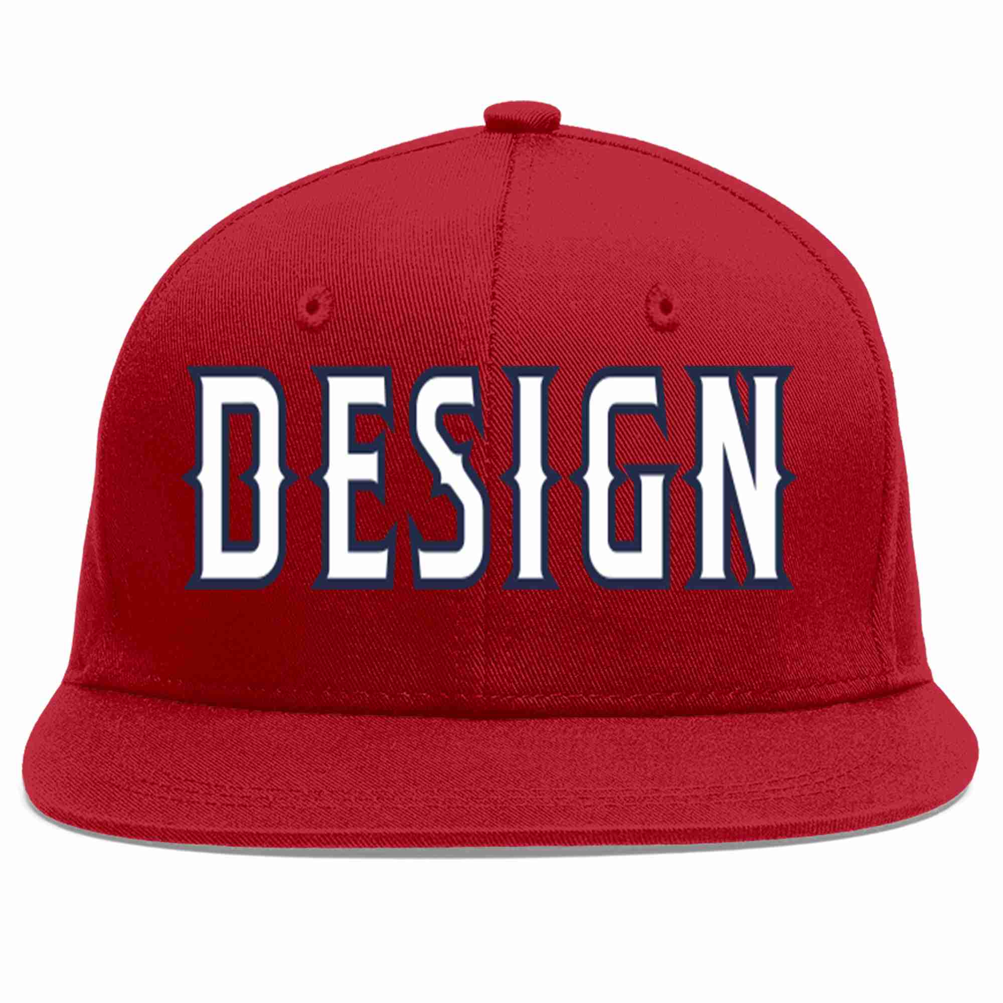 Custom Red White-Navy Flat Eaves Sport Baseball Cap Design for Men/Women/Youth