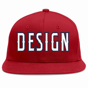 Conception personnalisée de casquette de baseball de sport à avant-toit plat rouge blanc-marine pour hommes/femmes/jeunes