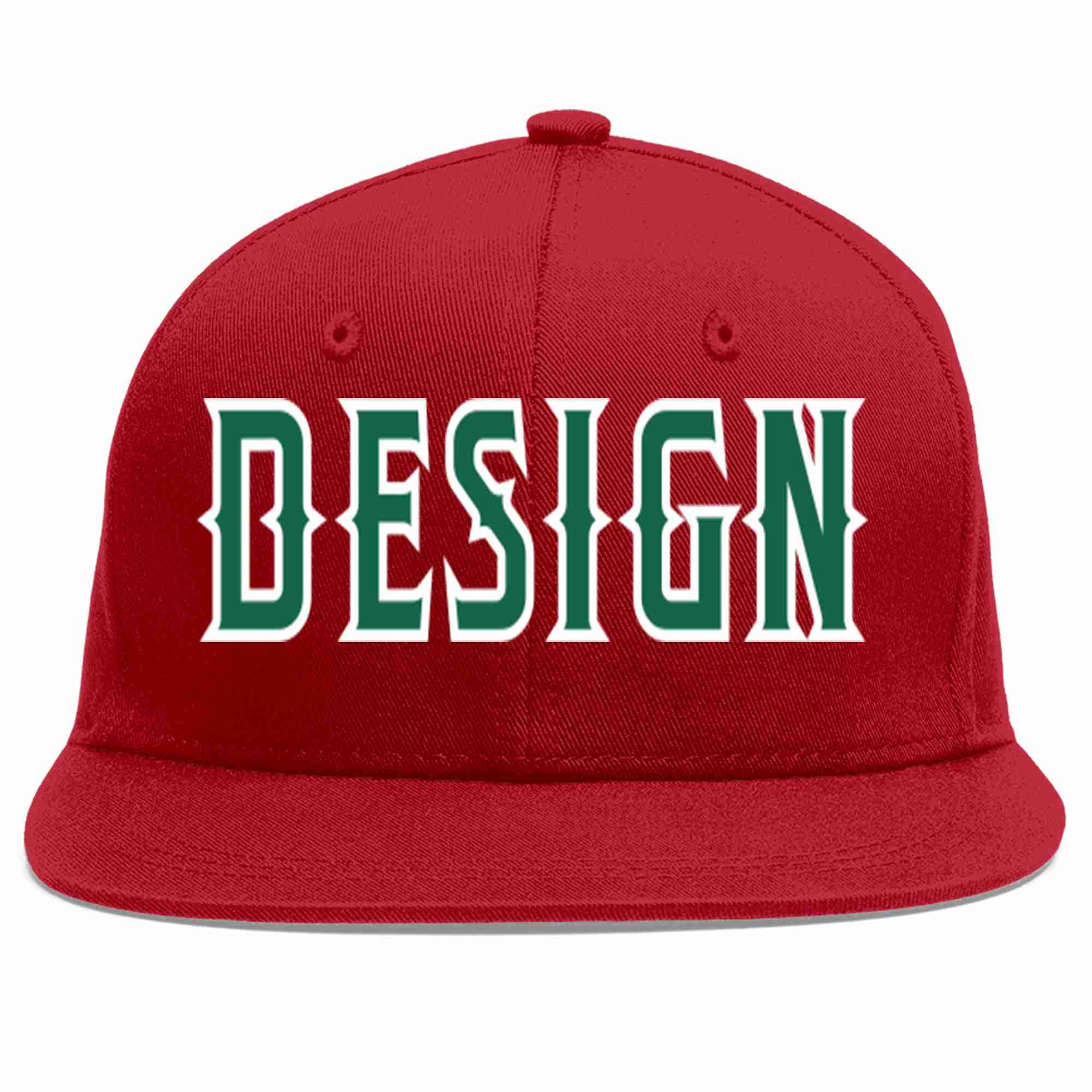 Custom Red Kelly Green-White Flat Eaves Sport Baseball Cap Design for Men/Women/Youth