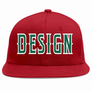 Conception personnalisée de casquette de baseball de sport à avant-toit plat rouge Kelly vert-blanc pour hommes/femmes/jeunes