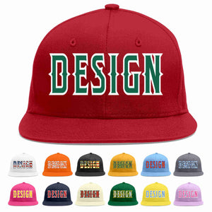 Conception personnalisée de casquette de baseball de sport à avant-toit plat rouge Kelly vert-blanc pour hommes/femmes/jeunes