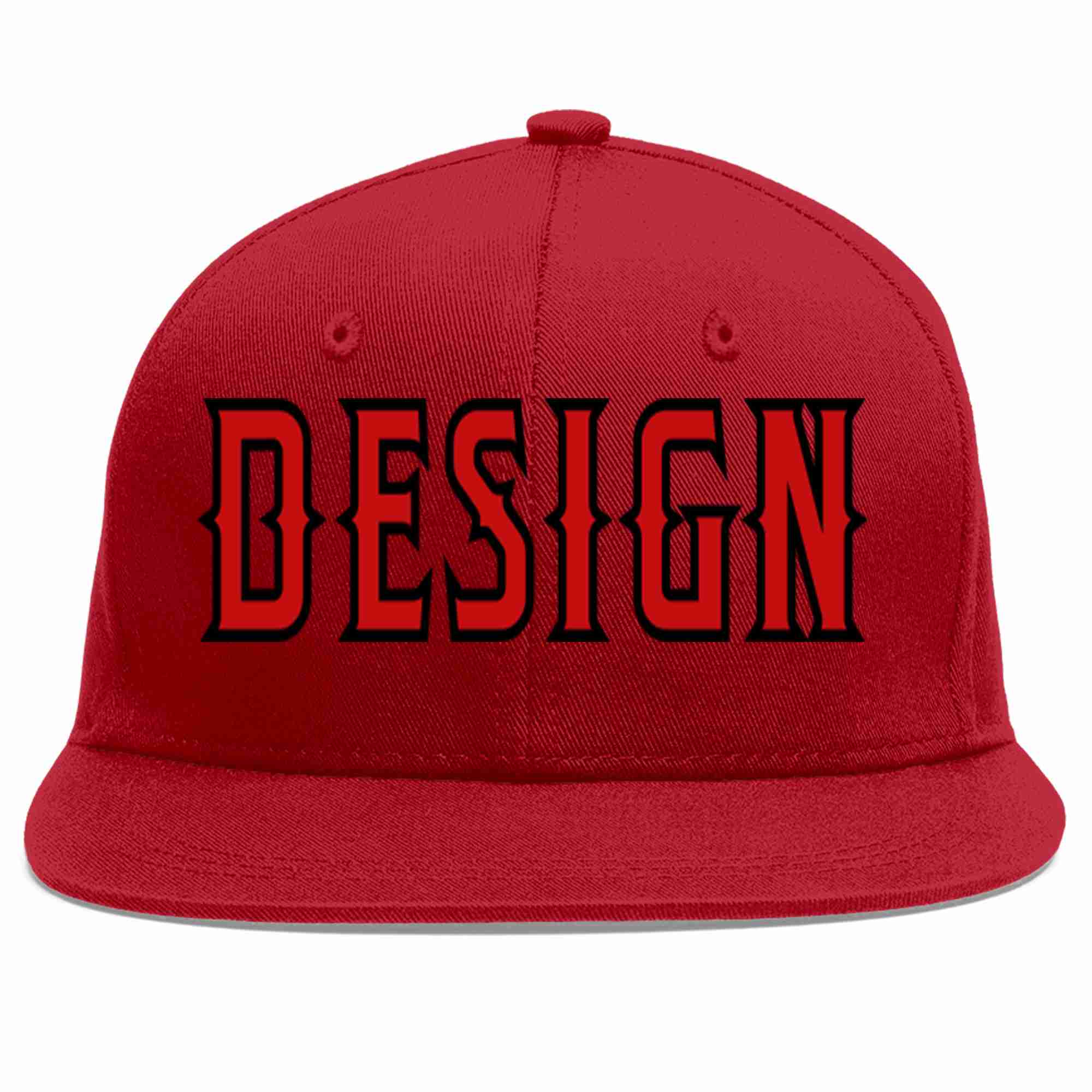 Custom Red Red-Black Flat Eaves Sport Baseball Cap Design for Men/Women/Youth