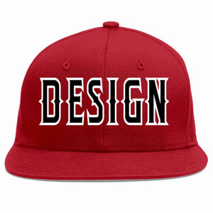 Conception personnalisée de casquette de baseball de sport à avant-toit plat rouge noir-blanc pour hommes/femmes/jeunes