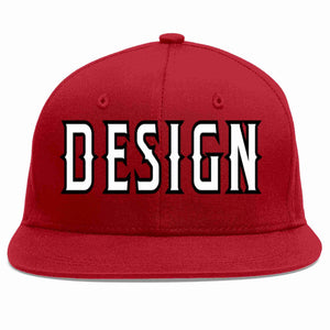 Custom Red White-Black Flat Eaves Sport Baseball Cap Design for Men/Women/Youth