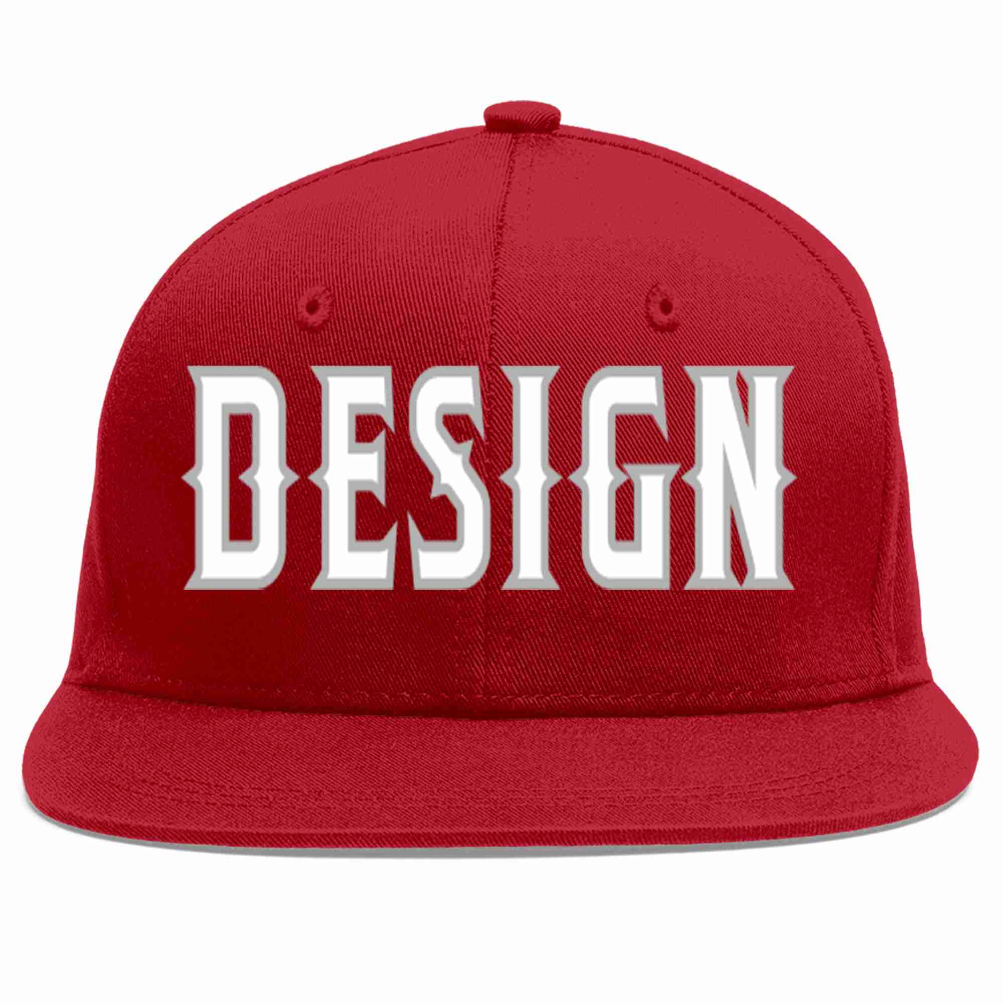 Conception personnalisée de casquette de baseball de sport à avant-toit plat rouge blanc-gris pour hommes/femmes/jeunes